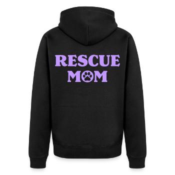 Rescue Mom – Loving animal welfare design - Unisex Premium Organic Zip Hoodie - black - Back - Nico (187cm)