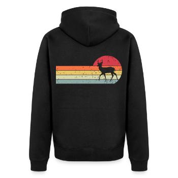 Reh - Unisex Premium Bio Zip Hoodie - Schwarz - Hinten - Nico (187cm)