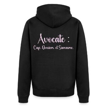 Avocate : café, dossiers et sarcasme - Veste à capuche bio Premium Unisexe - noir - Dos - Nico (187cm)