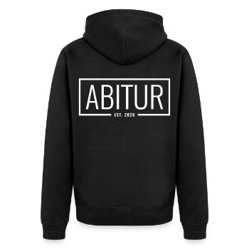 Abitur Est 2026 - Unisex Premium Bio Zip Hoodie - Schwarz - Hinten - Nico (187cm)
