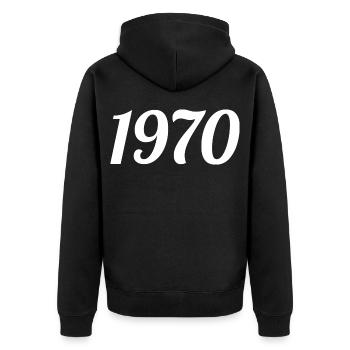 1970 Vintage 1970 Retro Geburtstagsgeschenk 1970er Jahre Geschenk - Unisex Premium Bio Zip Hoodie - Schwarz - Hinten - Nico (187cm)