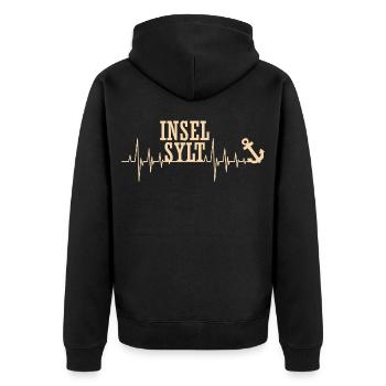 Nordsee INSEL SYLT Wattenmeer Lustiges - Unisex Premium Bio Zip Hoodie - Schwarz - Hinten - Nico (187cm)
