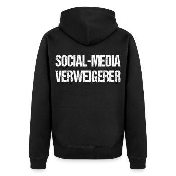 Social Media Denier Digital Detox Offline - Unisex Premium Organic Zip Hoodie - black - Back - Nico (187cm)