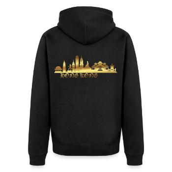 Hongkong - Unisex Premium Bio Zip Hoodie - Schwarz - Hinten - Nico (187cm)