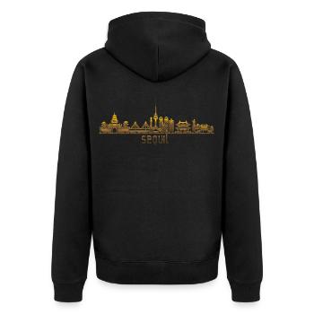 Seoul Korea - Unisex Premium Bio Zip Hoodie - Schwarz - Hinten - Nico (187cm)