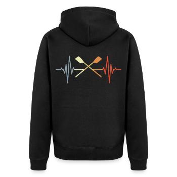 Vintage Rudersport Pulsschlag - Unisex Premium Bio Zip Hoodie - Schwarz - Hinten - Nico (187cm)