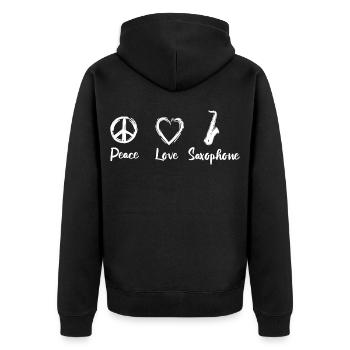Peace Love Saxophones - Veste à capuche bio Premium Unisexe - noir - Dos - Nico (187cm)
