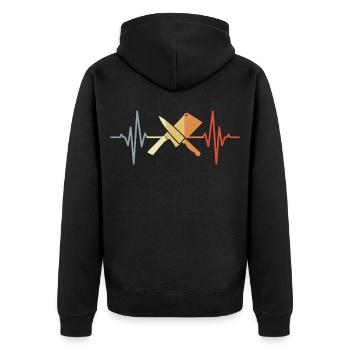 Couteau Couperet Ligne de Coeur - Veste à capuche bio Premium Unisexe - noir - Dos - Nico (187cm)