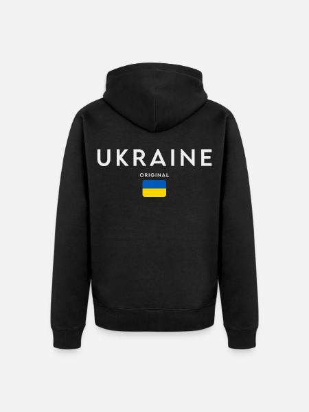 Ukrainian flag, Ukrainian pride - Unisex Premium Organic Zip Hoodie - black
