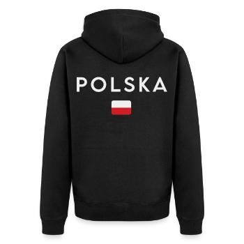 Drapeau de la Pologne, fierté polonaise - Veste à capuche bio Premium Unisexe - noir - Dos - Nico (187cm)