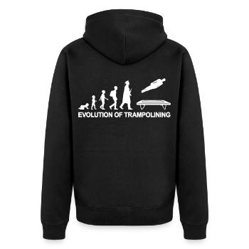 Evolution Trampolinist - Unisex Premium Bio Zip Hoodie - Schwarz - Hinten - Nico (187cm)