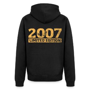 Limited Edition 2007 18. Geburtstag Geschenk - Unisex Premium Bio Zip Hoodie - Schwarz - Hinten - Nico (187cm)