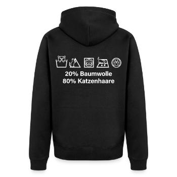 Chat 80 % Poils de chat 20 % Coton Miaou Chats - Veste à capuche bio Premium Unisexe - noir - Dos - Nico (187cm)