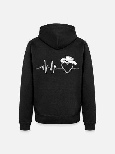 Heartbeat with Hat Silhouette - Unisex Premium Organic Zip Hoodie - black