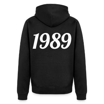 1989 Vintage 1989 Retro Geburtstag 1989 Geschenk - Unisex Premium Bio Zip Hoodie - Schwarz - Hinten - Nico (187cm)