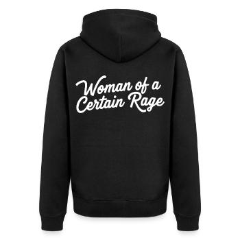 Femme d’une certaine rage Déclaration de design - Veste à capuche bio Premium Unisexe - noir - Dos - Nico (187cm)