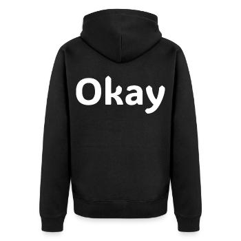Okay Statement Shirt Minimalistisch - Unisex Premium Organic Zip Hoodie - black - Back - Nico (187cm)