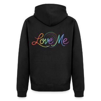 Love Me Say Colorful Text Drawing Art Print - Unisex Premium Organic Zip Hoodie - black - Back - Nico (187cm)