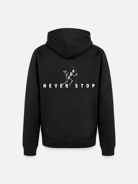 Never Stop Skeleton Archery Shirt - Unisex Premium Organic Zip Hoodie - black