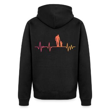 Vater und Sohn Herzschlag Geschenk Vater Sohn - Unisex Premium Bio Zip Hoodie - Schwarz - Hinten - Nico (187cm)