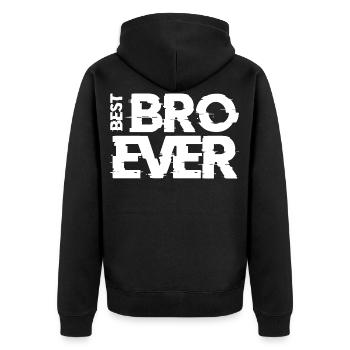 BEST BRO EVER w - Unisex Premium Bio Zip Hoodie - Schwarz - Hinten - Nico (187cm)