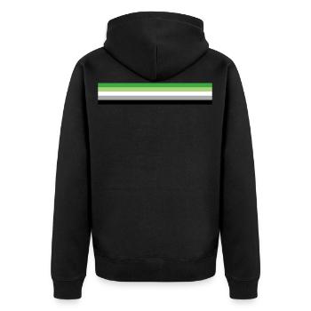 Aromantische Flagge - Unisex Premium Bio Zip Hoodie - Schwarz - Hinten - Nico (187cm)