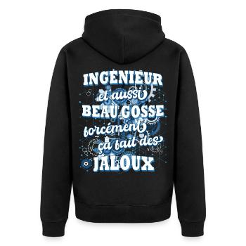 Ingénieur cadeau humoristique ingénieur beau gosse - Veste à capuche bio Premium Unisexe - noir - Dos - Nico (187cm)