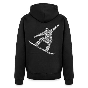 Snowboarder Typography Men Boys Snowboard - Unisex Premium Organic Zip Hoodie - black - Back - Nico (187cm)