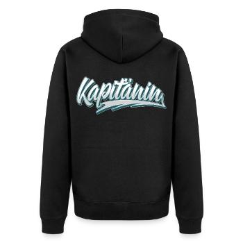 Kapitänin Segeln Boot Bootfahren Seglerin - Unisex Premium Bio Zip Hoodie - Schwarz - Hinten - Nico (187cm)