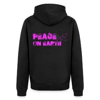 Paix sur Terre avec Oiseau rose - Veste à capuche bio Premium Unisexe - noir - Dos - Nico (187cm)
