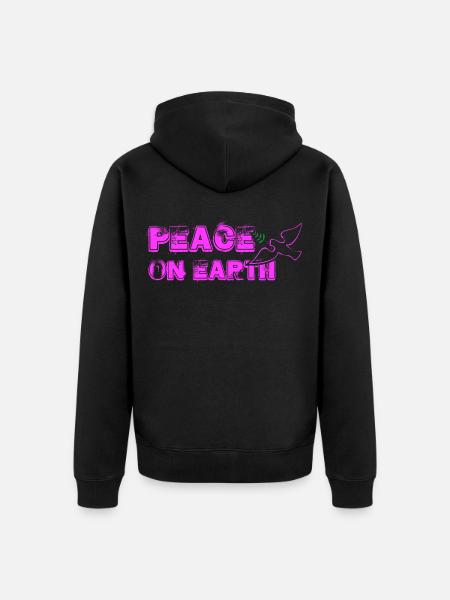 Peace on Earth with Bird pink - Unisex Premium Organic Zip Hoodie - black