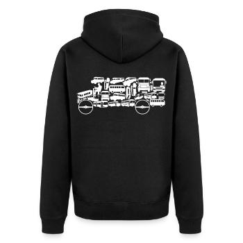Bus Silhouette - Unisex Premium Bio Zip Hoodie - Schwarz - Hinten - Nico (187cm)