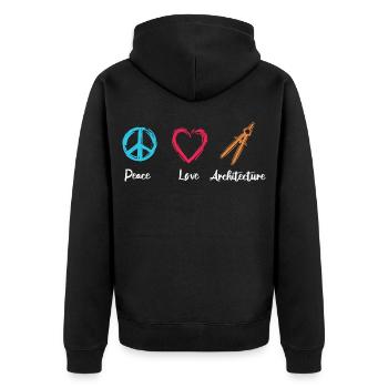 Paix Amour Architecture - Veste à capuche bio Premium Unisexe - noir - Dos - Nico (187cm)