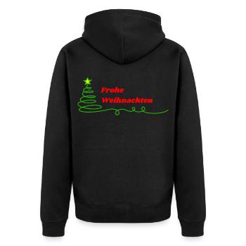 Frohe Weihnachten - Minimalistisch - Unisex Premium Bio Zip Hoodie - Schwarz - Hinten - Nico (187cm)