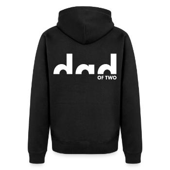 Dad of two | Vater | Vatertag - Unisex Premium Bio Zip Hoodie - Schwarz - Hinten - Nico (187cm)