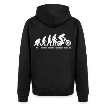 Mountainbike Evolution Downhill MTB Geschenk - Unisex Premium Bio Zip Hoodie - Schwarz - Hinten - Nico (187cm)