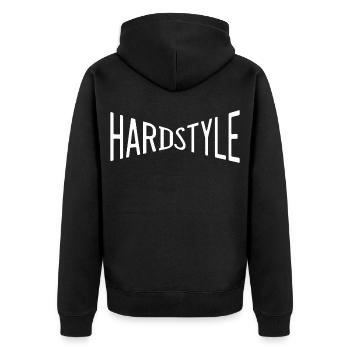 hardstyle musik tanzen disco platte deejay dj fame - Unisex Premium Bio Zip Hoodie - Schwarz - Hinten - Nico (187cm)