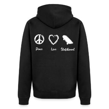 Planche à roulettes Peace Love - Veste à capuche bio Premium Unisexe - noir - Dos - Nico (187cm)