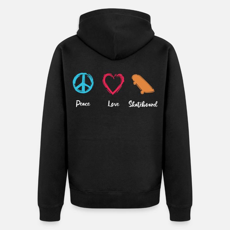 Planche à roulettes Peace Love - Veste à capuche bio Premium Unisexe - noir