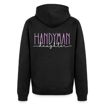 Handwerker stolze Tochter süßes Geschenk - Unisex Premium Bio Zip Hoodie - Schwarz - Hinten - Nico (187cm)
