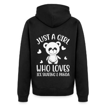 Just a Girl who Loves Skating and Panda- Eislaufen - Unisex Premium Bio Zip Hoodie - Schwarz - Hinten - Nico (187cm)