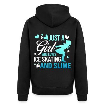 Just a Girl who Loves Skating and Slime Tshirt - Unisex Premium Bio Zip Hoodie - Schwarz - Hinten - Nico (187cm)