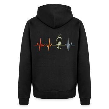 Cat Cardiogram - Unisex Premium Organic Zip Hoodie - black - Back - Nico (187cm)