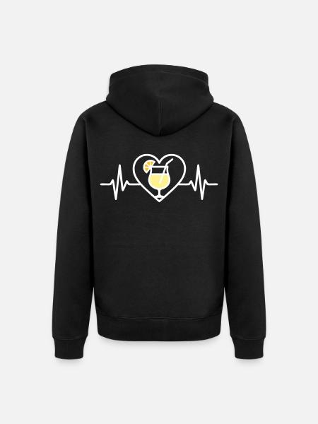 Piña Colada Heart Tropical Cocktail - Unisex Premium Organic Zip Hoodie - black
