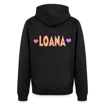 Loana - Unisex Premium Organic Zip Hoodie - black - Back - Nico (187cm)