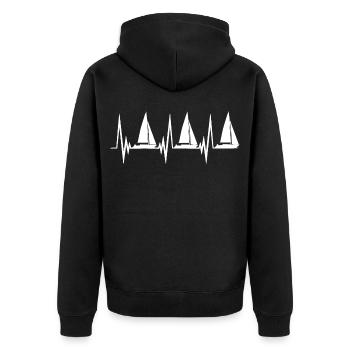 Sailing Heartbeat - Unisex Premium Organic Zip Hoodie - black - Back - Nico (187cm)