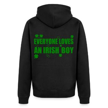 everyone loves an irish boy - Unisex Premium Bio Zip Hoodie - Schwarz - Hinten - Nico (187cm)