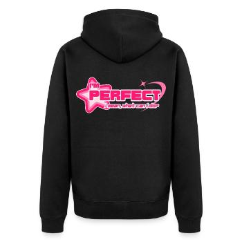 "I'm Perfect" – Y2K Girly Pink Statement - Unisex Premium Organic Zip Hoodie - black - Back - Nico (187cm)