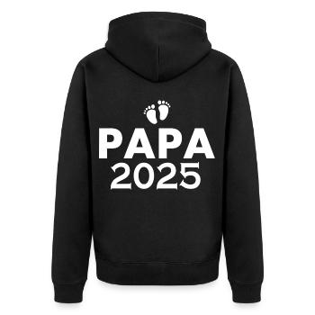 Papa 2025 - Unisex Premium Bio Zip Hoodie - Schwarz - Hinten - Nico (187cm)