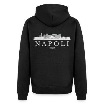 Silhouette de Naples, Naples Italie - Veste à capuche bio Premium Unisexe - noir - Dos - Nico (187cm)